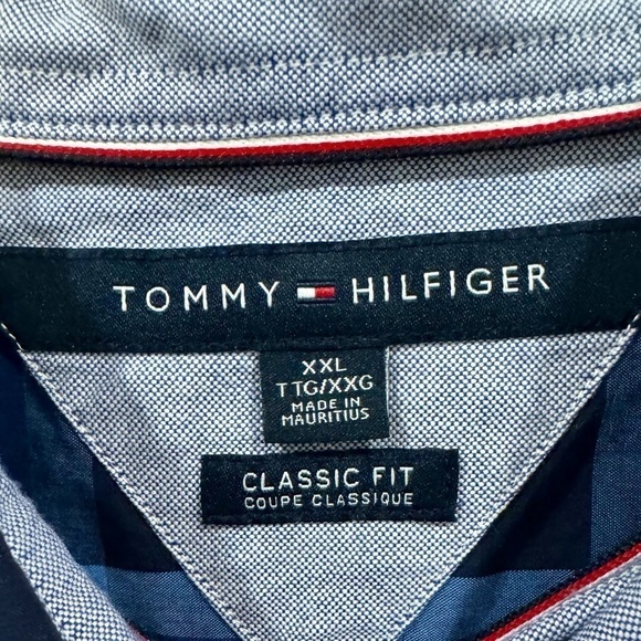 Tommy Hilfiger Men Plaid Shirt 100% Cotton Classic Fit Button Up Blue Size XXL - Picture 5 of 6